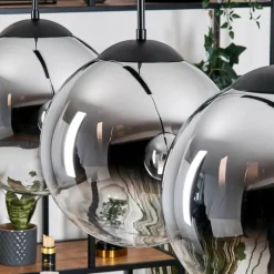 hofstein Gastor Suspension, Boule lumineuse, Suspension Chrome, Clair, Fumé, 3 lumières