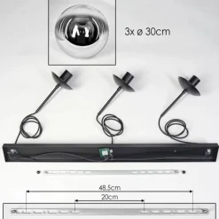 hofstein Gastor Suspension, Boule lumineuse, Suspension Chrome, Clair, Fumé, 3 lumières