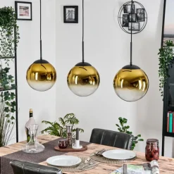 hofstein Gastor Suspension, Boule lumineuse, Suspension Or, Clair, 3 lumières