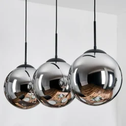 hofstein Gastor Suspension, Boule lumineuse, Suspension Chrome, Fumé, 3 lumières