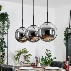 hofstein Gastor Suspension, Boule lumineuse, Suspension Chrome, Fumé, 3 lumières