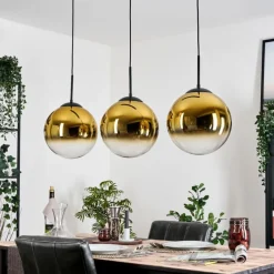 hofstein Gastor Suspension, Boule lumineuse, Suspension Or, Clair, 3 lumières