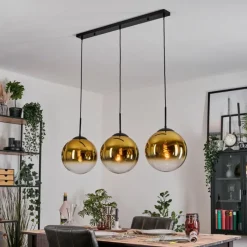 hofstein Gastor Suspension, Boule lumineuse, Suspension Or, Clair, 3 lumières