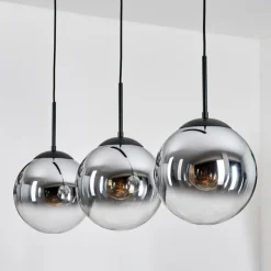hofstein Gastor Suspension, Boule lumineuse, Suspension Chrome, Clair, Fumé, 3 lumières