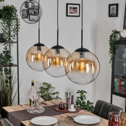 hofstein Gastor Suspension, Boule lumineuse, Suspension Ambre, Clair, 3 lumières