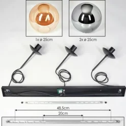 hofstein Gastor Suspension, Boule lumineuse, Suspension Ambre, Fumé, 3 lumières