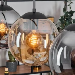 hofstein Gastor Suspension, Boule lumineuse, Suspension Ambre, Fumé, 3 lumières