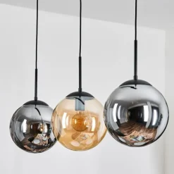 hofstein Gastor Suspension, Boule lumineuse, Suspension Ambre, Fumé, 3 lumières