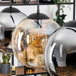 hofstein Gastor Suspension, Boule lumineuse, Suspension Ambre, Fumé, 3 lumières