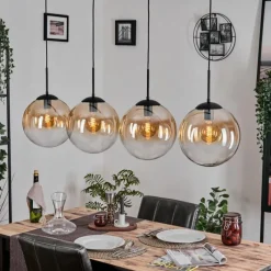 hofstein Gastor Suspension, Boule lumineuse, Suspension Ambre, Clair, 4 lumières