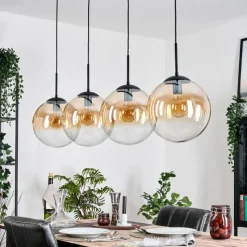 hofstein Gastor Suspension, Boule lumineuse, Suspension Ambre, Clair, 4 lumières
