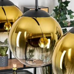 hofstein Gastor Suspension, Boule lumineuse, Suspension Or, Clair, 4 lumières