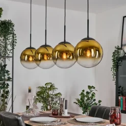 hofstein Gastor Suspension, Boule lumineuse, Suspension Or, Clair, 4 lumières