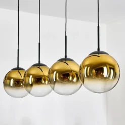 hofstein Gastor Suspension, Boule lumineuse, Suspension Or, Clair, 4 lumières