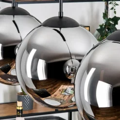 hofstein Gastor Suspension, Boule lumineuse, Suspension Chrome, Fumé, 4 lumières