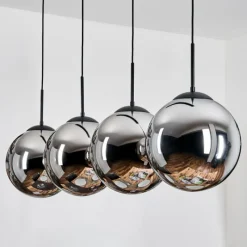 hofstein Gastor Suspension, Boule lumineuse, Suspension Chrome, Fumé, 4 lumières