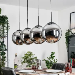 hofstein Gastor Suspension, Boule lumineuse, Suspension Chrome, Fumé, 4 lumières