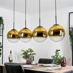 hofstein Gastor Suspension, Boule lumineuse, Suspension Or, Clair, 4 lumières