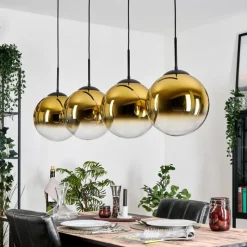 hofstein Gastor Suspension, Boule lumineuse, Suspension Or, Clair, 4 lumières