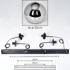 hofstein Gastor Suspension, Boule lumineuse, Suspension Chrome, Fumé, 4 lumières