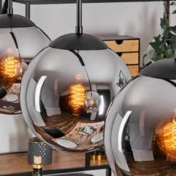 hofstein Gastor Suspension, Boule lumineuse, Suspension Chrome, Fumé, 4 lumières