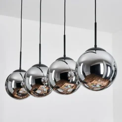 hofstein Gastor Suspension, Boule lumineuse, Suspension Chrome, Fumé, 4 lumières