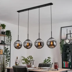 hofstein Gastor Suspension, Boule lumineuse, Suspension Chrome, Fumé, 4 lumières