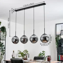 hofstein Gastor Suspension, Boule lumineuse, Suspension Fumé, 4 lumières
