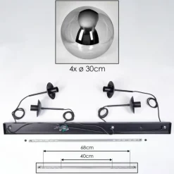 hofstein Gastor Suspension, Boule lumineuse, Suspension Chrome, Fumé, 4 lumières