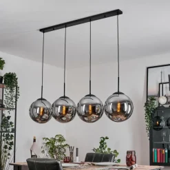 hofstein Gastor Suspension, Boule lumineuse, Suspension Chrome, Fumé, 4 lumières