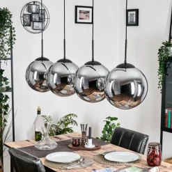 hofstein Gastor Suspension, Boule lumineuse, Suspension Chrome, Fumé, 4 lumières