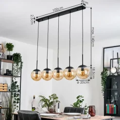 hofstein Gastor Suspension, Boule lumineuse, Suspension Ambre, 5 lumières