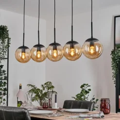 hofstein Gastor Suspension, Boule lumineuse, Suspension Ambre, 5 lumières