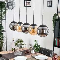 hofstein Gastor Suspension, Boule lumineuse, Suspension Ambre, Fumé, 5 lumières