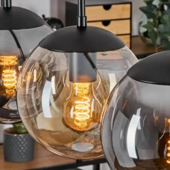 hofstein Gastor Suspension, Boule lumineuse, Suspension Ambre, Fumé, 5 lumières