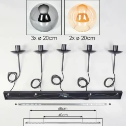 hofstein Gastor Suspension, Boule lumineuse, Suspension Ambre, Fumé, 5 lumières