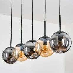 hofstein Gastor Suspension, Boule lumineuse, Suspension Ambre, Fumé, 5 lumières