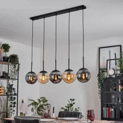 hofstein Gastor Suspension, Boule lumineuse, Suspension Ambre, Fumé, 5 lumières