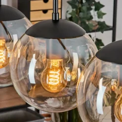 hofstein Gastor Suspension, Boule lumineuse, Suspension Ambre, Clair, 5 lumières