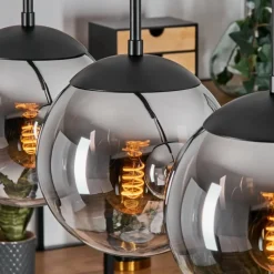 hofstein Gastor Suspension, Boule lumineuse, Suspension Chrome, Clair, Fumé, 5 lumières