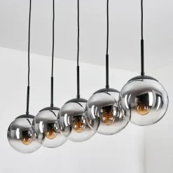 hofstein Gastor Suspension, Boule lumineuse, Suspension Chrome, Clair, Fumé, 5 lumières
