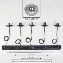 hofstein Gastor Suspension, Boule lumineuse, Suspension Clair, Fumé, 5 lumières
