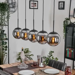 hofstein Gastor Suspension, Boule lumineuse, Suspension Chrome, Fumé, 5 lumières