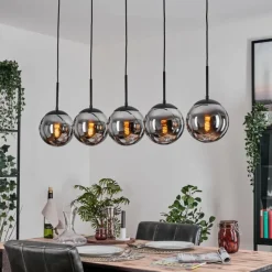 hofstein Gastor Suspension, Boule lumineuse, Suspension Chrome, Fumé, 5 lumières