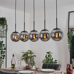 hofstein Gastor Suspension, Boule lumineuse, Suspension Fumé, 5 lumières