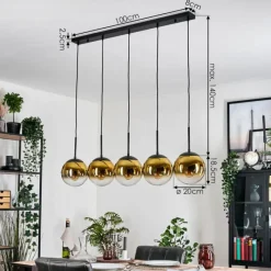 hofstein Gastor Suspension, Boule lumineuse, Suspension Or, Clair, 5 lumières