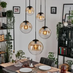 hofstein Gastor Suspension, Boule lumineuse, Suspension Ambre, Clair, 5 lumières