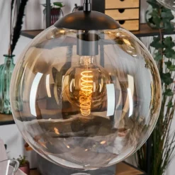 hofstein Gastor Suspension, Boule lumineuse, Suspension Ambre, Clair, 5 lumières