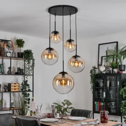 hofstein Gastor Suspension, Boule lumineuse, Suspension Ambre, Clair, 5 lumières