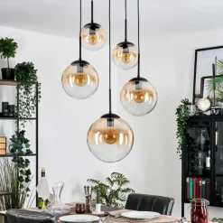 hofstein Gastor Suspension, Boule lumineuse, Suspension Ambre, Clair, 5 lumières